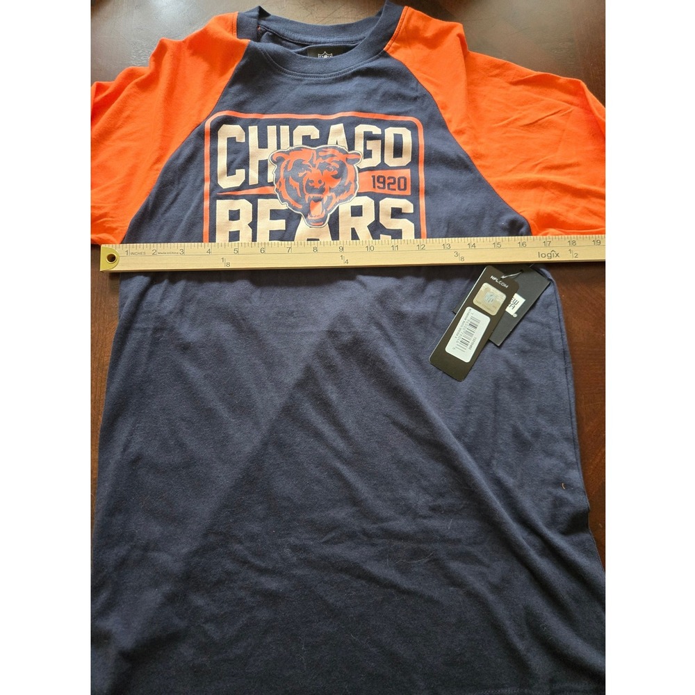 New Era Chicago Bears NFL Team Apparel Long Sleeve‎ Raglan Shirt Navy Orange S - Picture 8 of 11